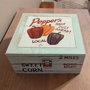 Vintage Decorative Farmhouse Wooden Box With Buckle Closure